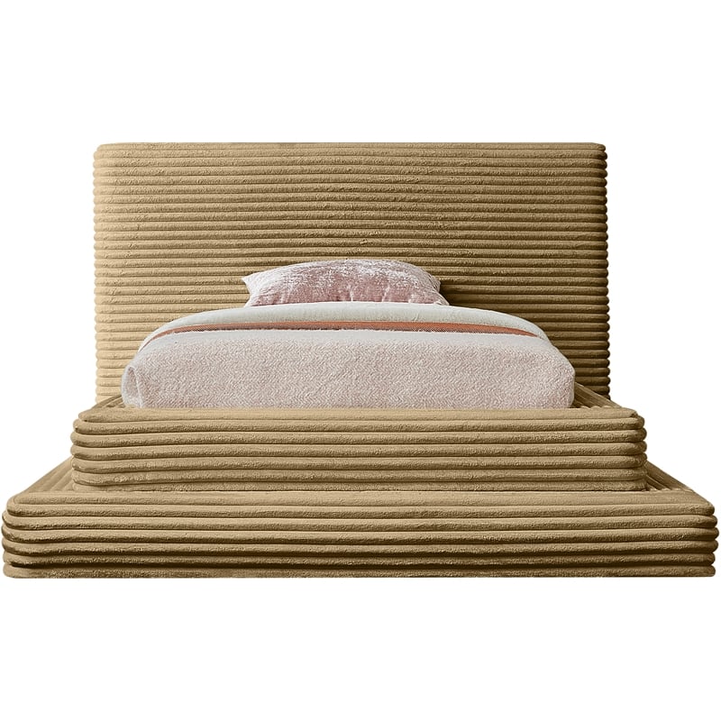 Bowery Hill Contemporary Textured Soft Camel Corduroy Twin Bed
