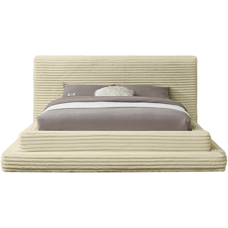 Bowery Hill Contemporary Textured Soft Cream Corduroy Full Bed