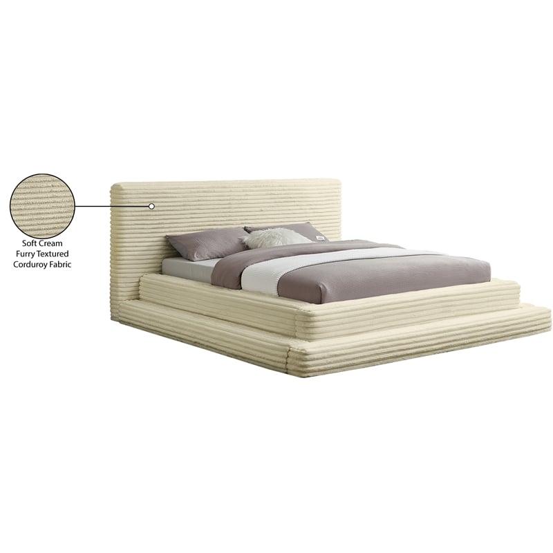 Bowery Hill Contemporary Textured Soft Cream Corduroy Full Bed