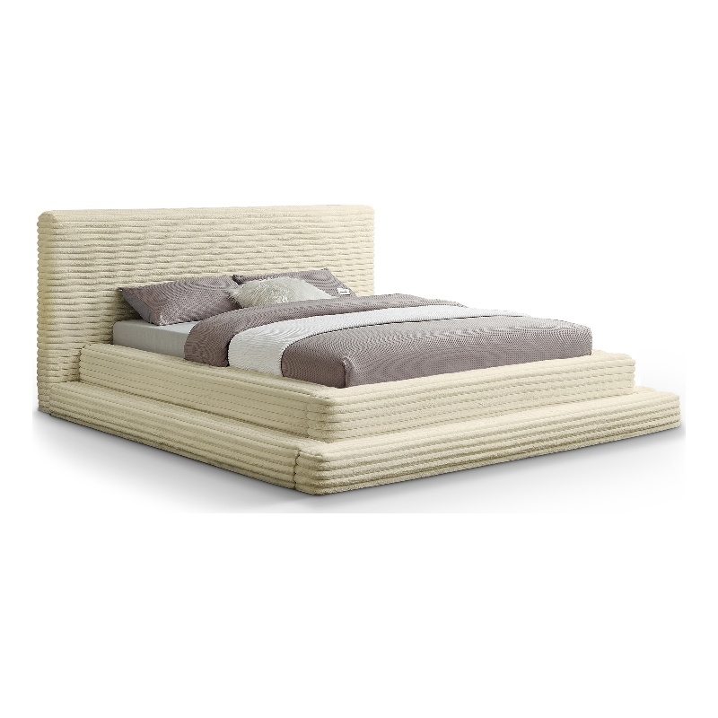 Bowery Hill Contemporary Textured Soft Cream Corduroy Full Bed