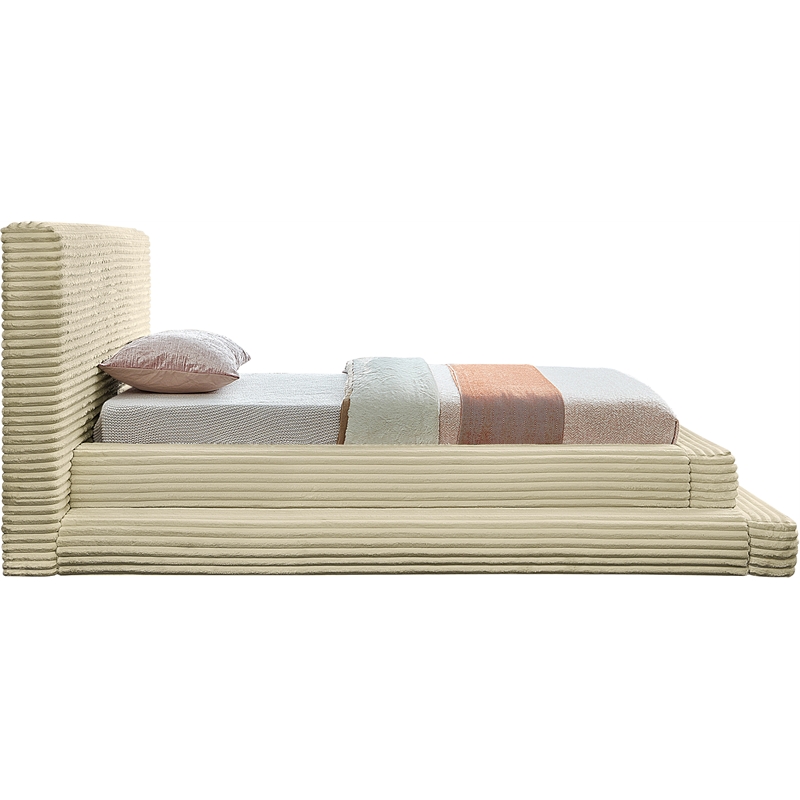 Bowery Hill Contemporary Textured Soft Cream Corduroy Twin Bed