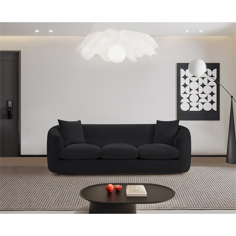 Bowery Hill Contemporary Soft Black Chenille Durable Fabric Sofa