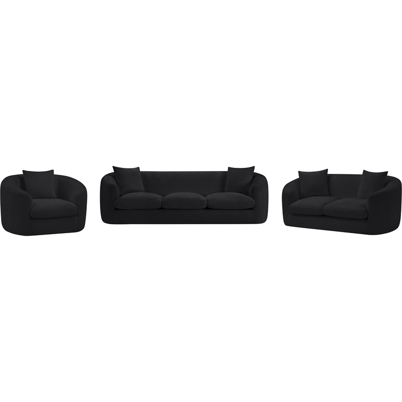 Bowery Hill Contemporary Soft Black Chenille Durable Fabric Sofa