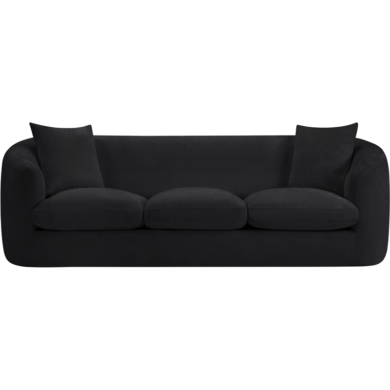 Bowery Hill Contemporary Soft Black Chenille Durable Fabric Sofa
