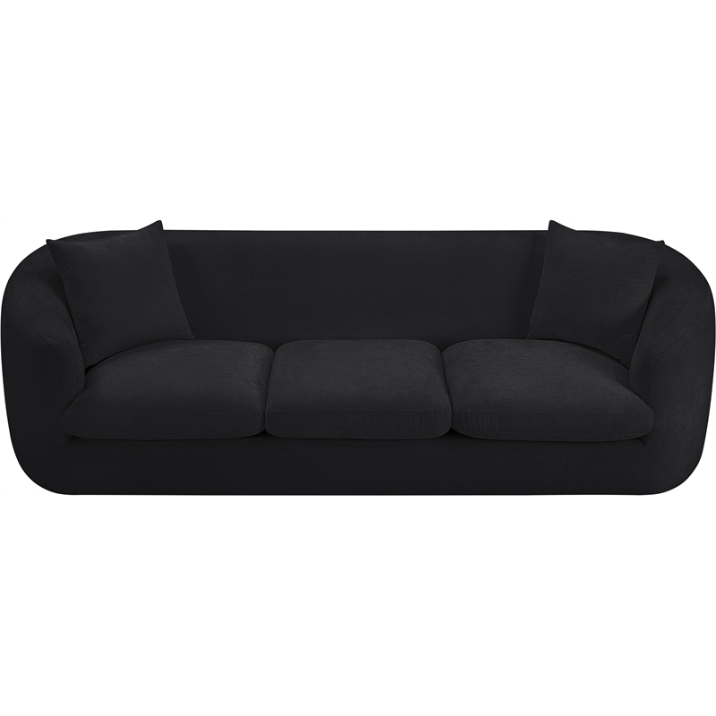 Bowery Hill Contemporary Soft Black Chenille Durable Fabric Sofa
