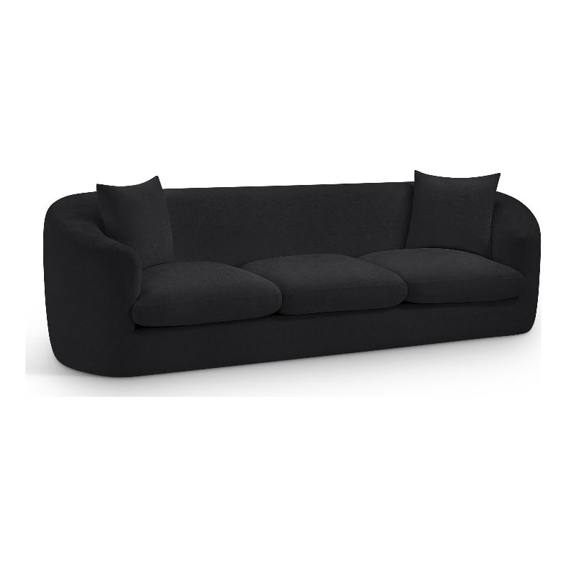 Bowery Hill Contemporary Soft Black Chenille Durable Fabric Sofa