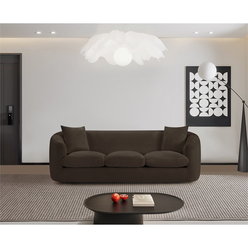 Bowery Hill Contemporary Soft Brown Chenille Durable Fabric Sofa
