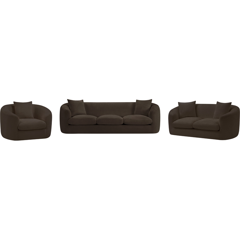 Bowery Hill Contemporary Soft Brown Chenille Durable Fabric Sofa