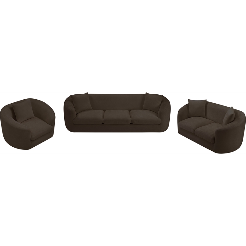 Bowery Hill Contemporary Soft Brown Chenille Durable Fabric Sofa