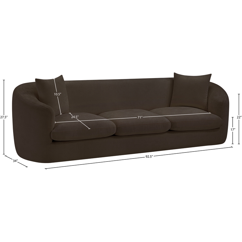 Bowery Hill Contemporary Soft Brown Chenille Durable Fabric Sofa