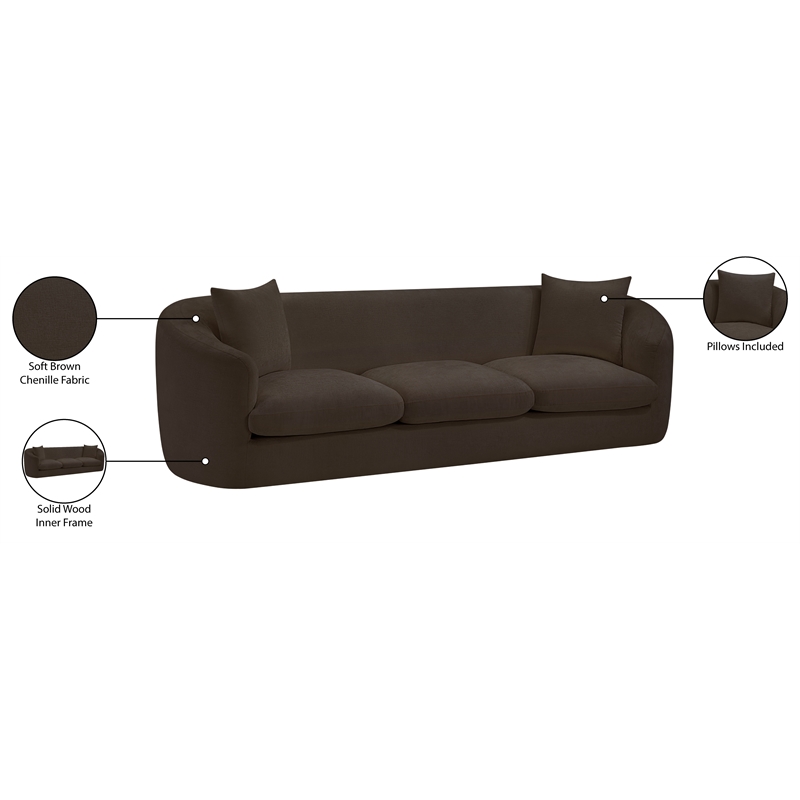 Bowery Hill Contemporary Soft Brown Chenille Durable Fabric Sofa