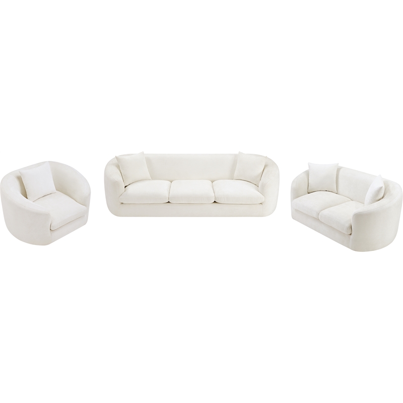 Bowery Hill Contemporary Soft Cream Chenille Durable Fabric Sofa