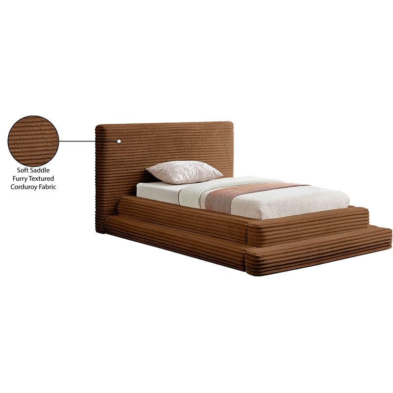 Bowery Hill Contemporary Textured Soft Saddle Corduroy Twin Bed