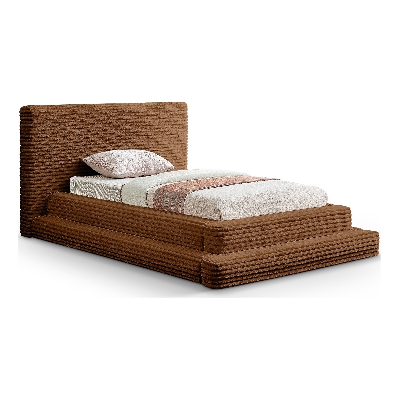 Bowery Hill Contemporary Textured Soft Saddle Corduroy Twin Bed