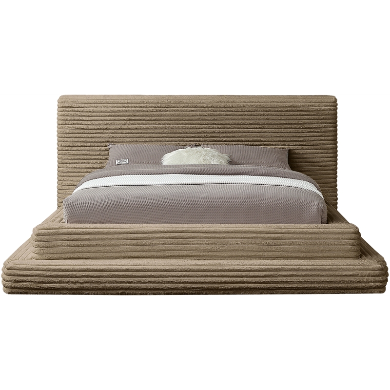 Bowery Hill Contemporary Textured Soft Taupe Corduroy Full Bed