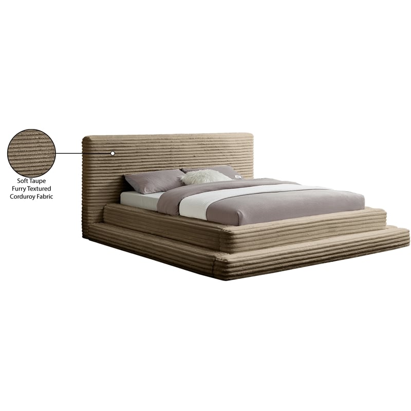 Bowery Hill Contemporary Textured Soft Taupe Corduroy Full Bed
