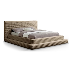 Bowery Hill Contemporary Textured Soft Taupe Corduroy King Bed