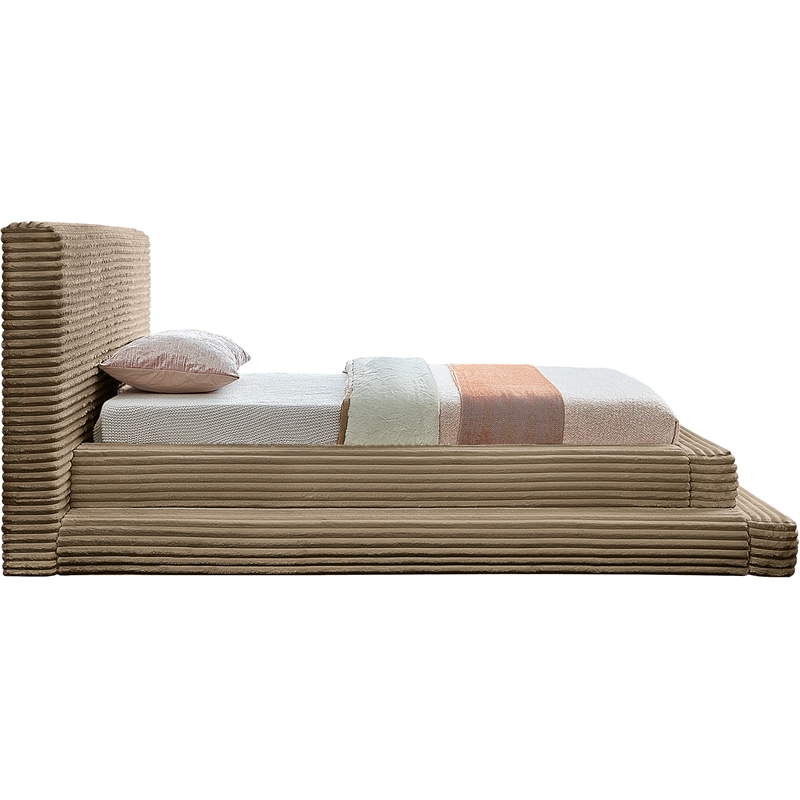 Bowery Hill Contemporary Textured Soft Taupe Corduroy Twin Bed