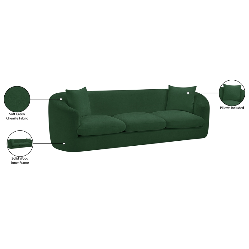 Bowery Hill Contemporary Soft Green Chenille Durable Fabric Sofa
