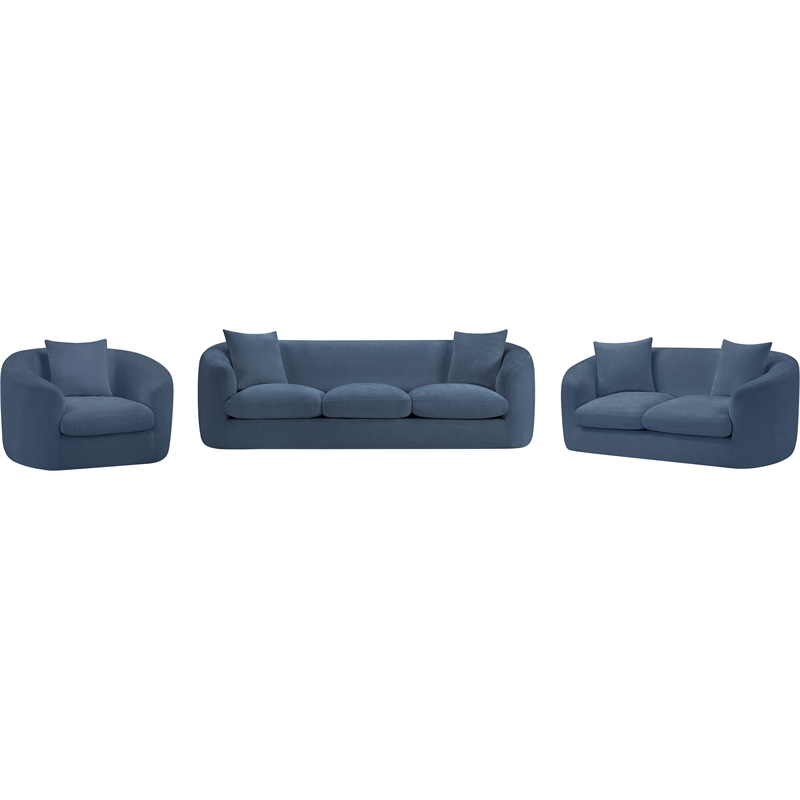 Bowery Hill Contemporary Soft Light Blue Chenille Fabric Sofa