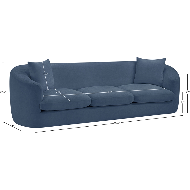 Bowery Hill Contemporary Soft Light Blue Chenille Fabric Sofa