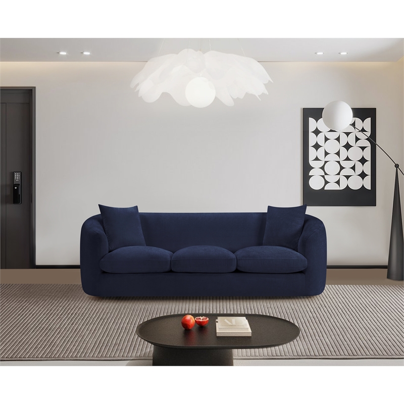 Bowery Hill Contemporary Soft Navy Chenille Durable Fabric Sofa