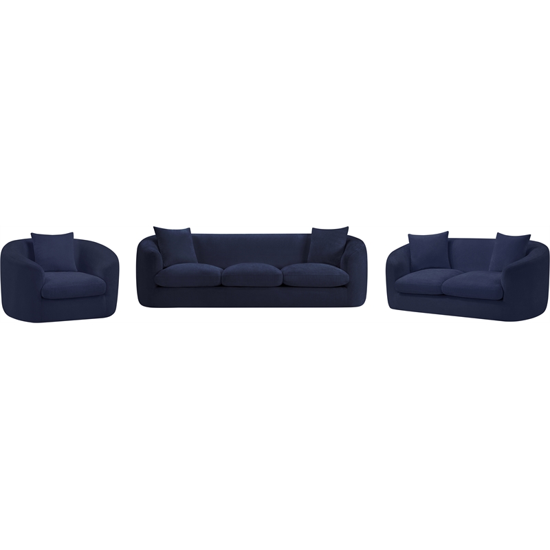 Bowery Hill Contemporary Soft Navy Chenille Durable Fabric Sofa
