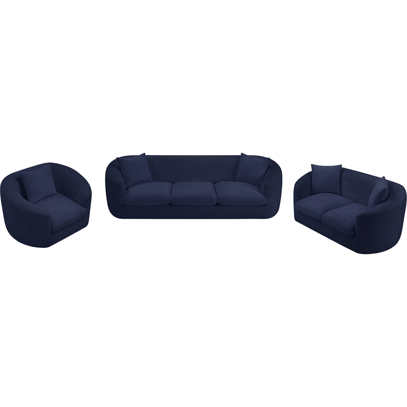 Bowery Hill Contemporary Soft Navy Chenille Durable Fabric Sofa