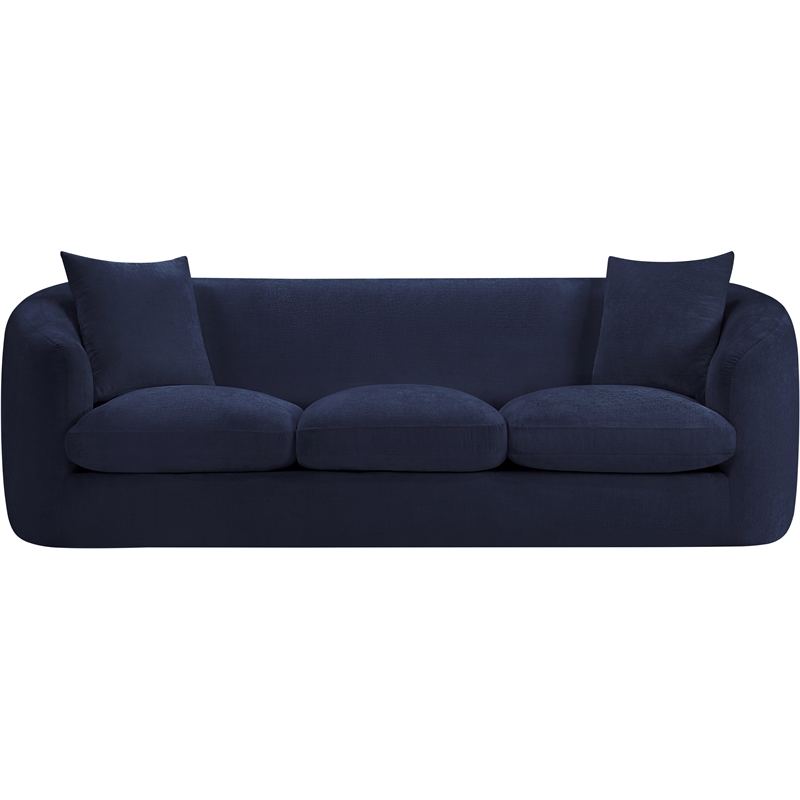 Bowery Hill Contemporary Soft Navy Chenille Durable Fabric Sofa