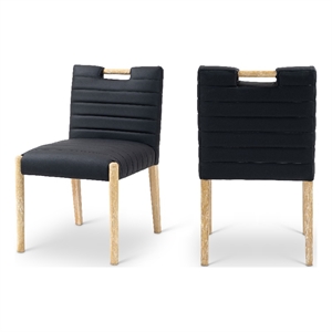 Bowery Hill Contemporary Black Vegan Leather Dining Side Chair (Set of 2)