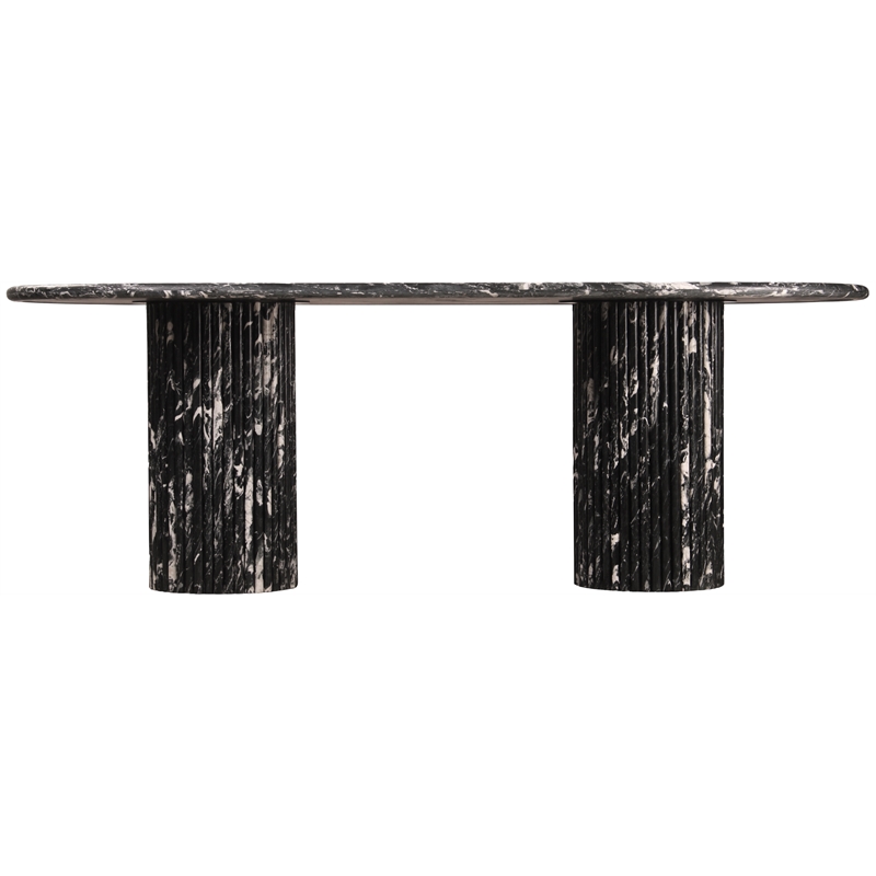 Bowery Hill Modern / Contemporary Black Marble Oval Top Dining Table