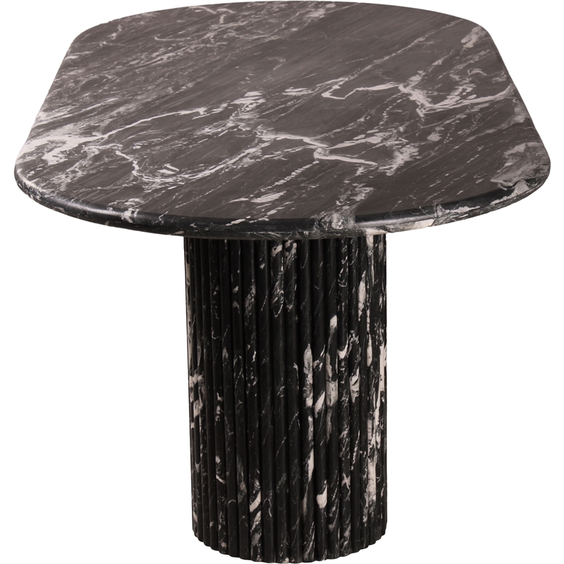 Bowery Hill Modern / Contemporary Black Marble Oval Top Dining Table