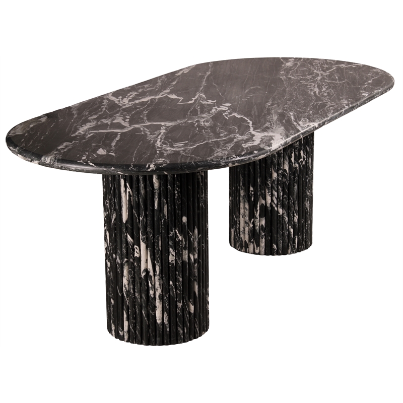 Bowery Hill Modern / Contemporary Black Marble Oval Top Dining Table