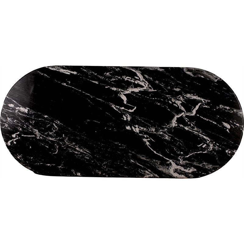 Bowery Hill Modern / Contemporary Black Marble Oval Top Dining Table