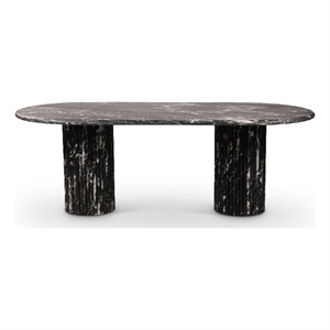 Bowery Hill Modern / Contemporary Black Marble Oval Top Dining Table