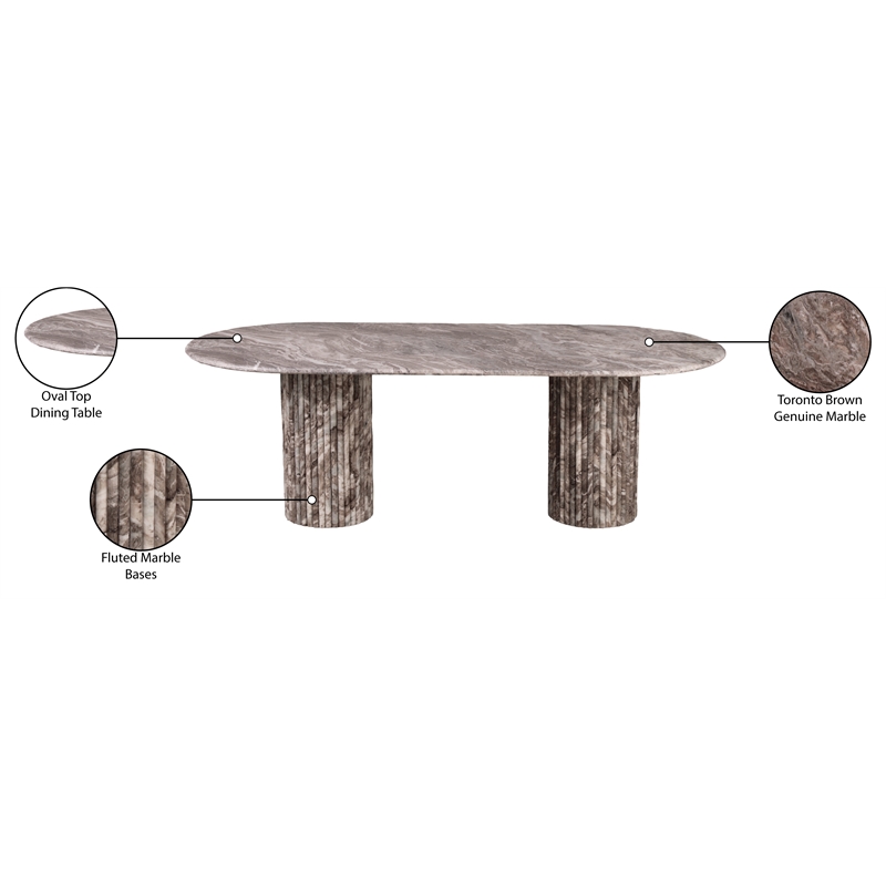 Bowery Hill Modern / Contemporary Brown Marble Oval Top Dining Table