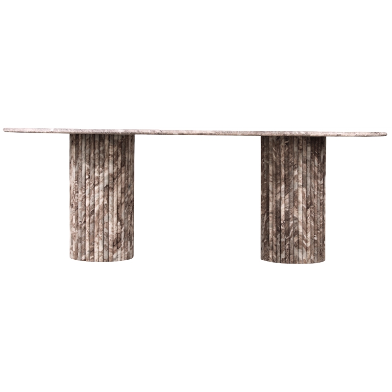 Bowery Hill Modern / Contemporary Brown Marble Oval Top Dining Table