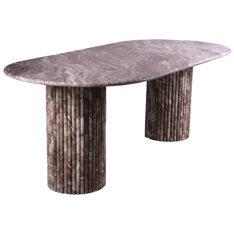 Bowery Hill Modern / Contemporary Brown Marble Oval Top Dining Table