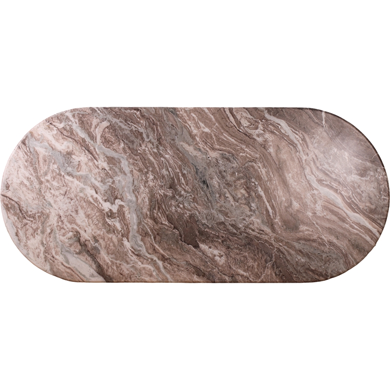 Bowery Hill Modern / Contemporary Brown Marble Oval Top Dining Table
