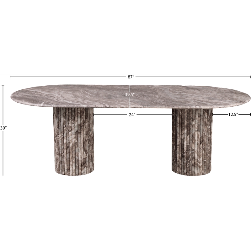 Bowery Hill Modern / Contemporary Brown Marble Oval Top Dining Table