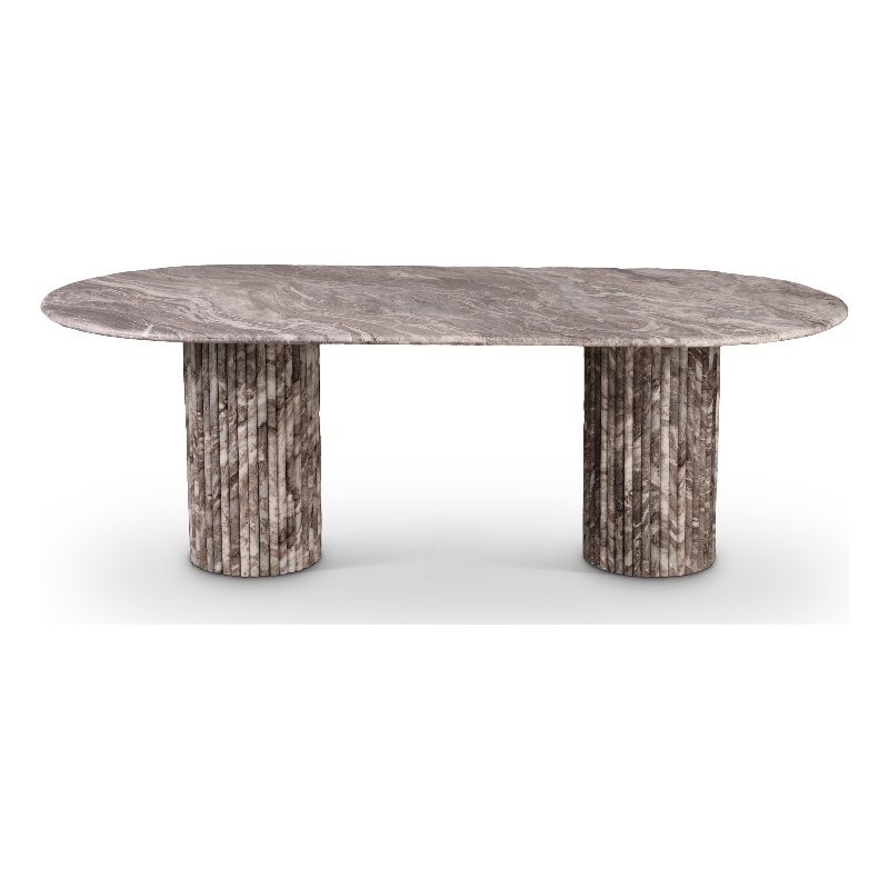 Bowery Hill Modern / Contemporary Brown Marble Oval Top Dining Table