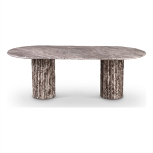 Bowery Hill Modern / Contemporary Brown Marble Oval Top Dining Table