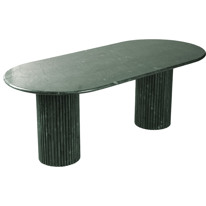 Bowery Hill Modern / Contemporary Green Marble Oval Top Dining Table