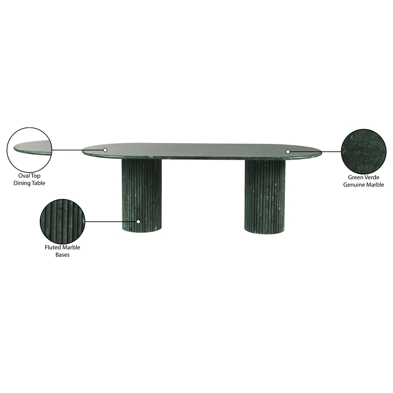 Bowery Hill Modern / Contemporary Green Marble Oval Top Dining Table