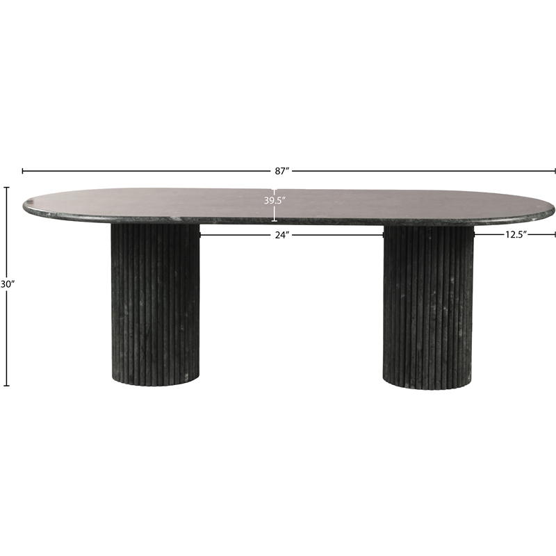 Bowery Hill Modern / Contemporary Green Marble Oval Top Dining Table