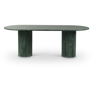 Bowery Hill Modern / Contemporary Green Marble Oval Top Dining Table