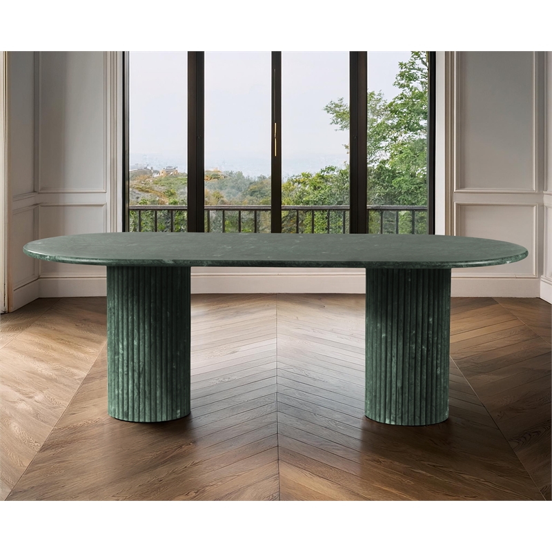 Bowery Hill Modern / Contemporary Green Marble Oval Top Dining Table