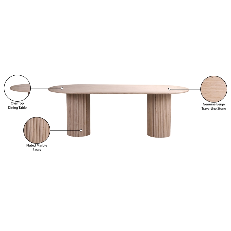 Bowery Hill Modern / Contemporary Beige Travertine Dining Table