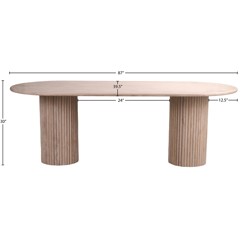 Bowery Hill Modern / Contemporary Beige Travertine Dining Table