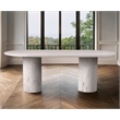 Bowery Hill Modern / Contemporary White Marble Oval Top Dining Table